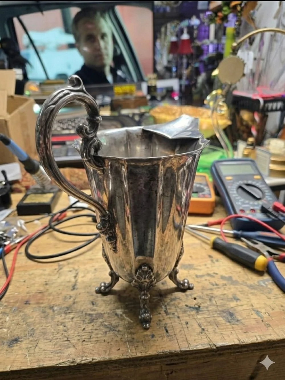 Elegant Silver-Plated Footed Creamer Pitcher